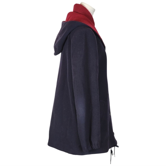 Vintage Mackintosh Wool Coat Hooded Navy Red Vest Made in USA Size 8 - Picture 4 of 11
